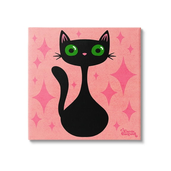 Stupell Industries Cat with Pink Diamonds Animals & Insects Painting Gallery Wrapped Canvas Art Print Wall Art, 17 x 17
