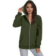 thumbnail image 4 of Women Oversized Hooded Zip Up Cardigan Sweatshirts Long Sleeve Hoodie Casual Lightweight Sweater Fashion Jacket, Army Green, XL, 4 of 7