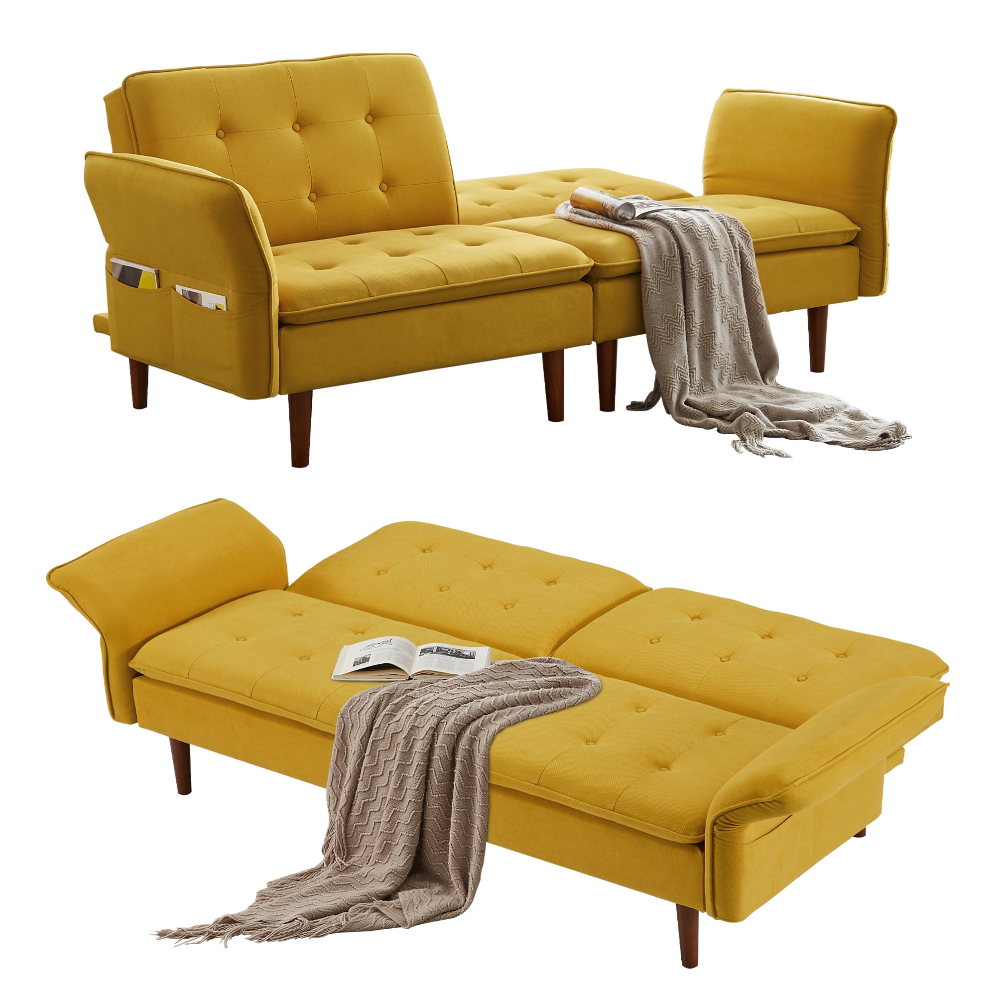 Zechuan Convertible Futon Sofa Bed Modern Fabric Futon Sleeper Sofa