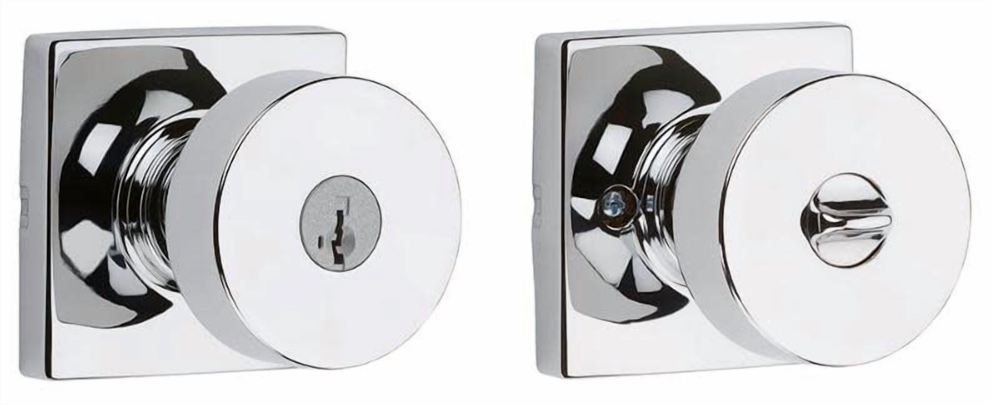 Pismo Square Keyed Entry Knob featuring SmartKey Security in Satin Nickel