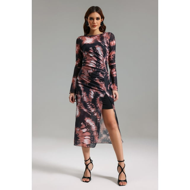 Vestido midi estampado Lalida con aberturas para mujer