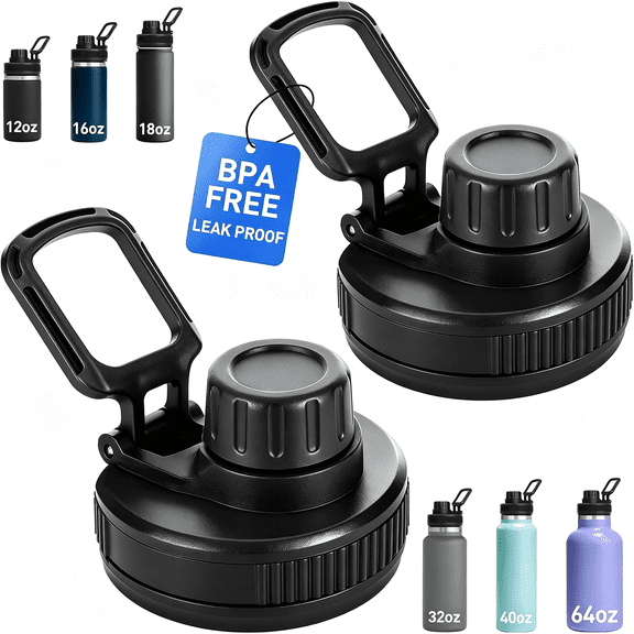 BESTSKY Spout Lid Replacement for Wide Mouth 12,16,18,32,40,64 Oz,Chug Lid for with Handle,Replacement Lid for Wide Mouth Water Bottle 2.28In