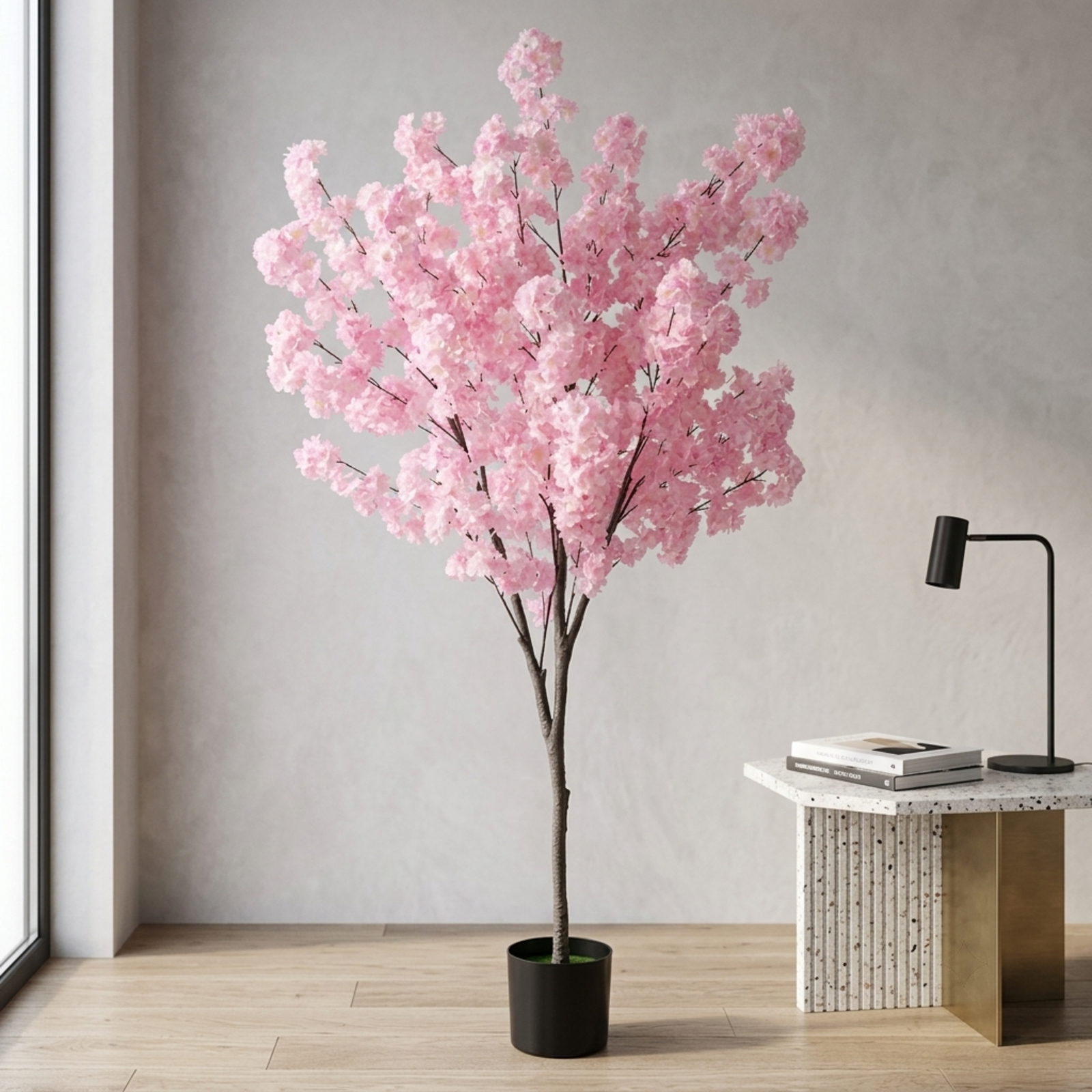 Vebreda Artificial Plant Decor, 6.5 FT Tall Artificial Cherry Blossom Tree with 1170 Pink Flowers, Gorgeous and Vivid Appearance