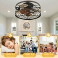 thumbnail image 3 of Uforic 18" Caged Ceiling Fan with Lights and Remote Control, 6-Speed Flush Mount Ceiling Fan, Low Profile Ceiling Fan for Bedroom, Farmhouse, or Dining Room, 3 of 6