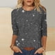 thumbnail image 1 of Tejiojio Women's Sequin Top Round Neck 3/4 Sleeves Sparkly Casual Party Blouse S-2XL, 1 of 5