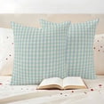 thumbnail image 3 of Blue Green Outdoor Waterproof Pillow Covers, Grid Checkered Plaid Gingham Lattice Trellis Decorative Square Throw Pillowcase Sofa Cushion Sham for Patio/Couch/Chair, 16"x16" 2 Pack, 3 of 8
