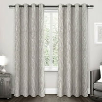 Exclusive Home Forest Hill Woven Room Darkening Blackout Grommet Top Curtain Panel Pair, 52"x84", Dove Grey