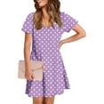 thumbnail image 7 of Xysaqa Women's Nightgown Short Sleeve Sleepshirts Lounge V Neck Sleepwear Casual Polka Dots Printed Pajama Dress Casual Summer Dresses S-2X, 7 of 7
