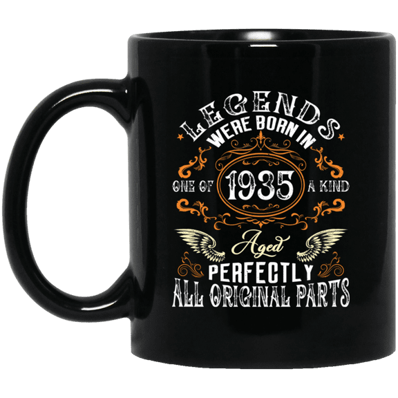 Vintage Legend Were Born in 1935 – 90th Birthday Gift Mug for Men Classic 15oz Black Ceramic Coffee Mug