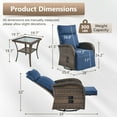 thumbnail image 5 of OPOHORO 59" Outdoor Wicker Swivel Chaise Lounge Set of 2 with Cushion, Adjustable Backrest & Side Table, Blue Patio Recliner for Poolside or Backyard, 5 of 12