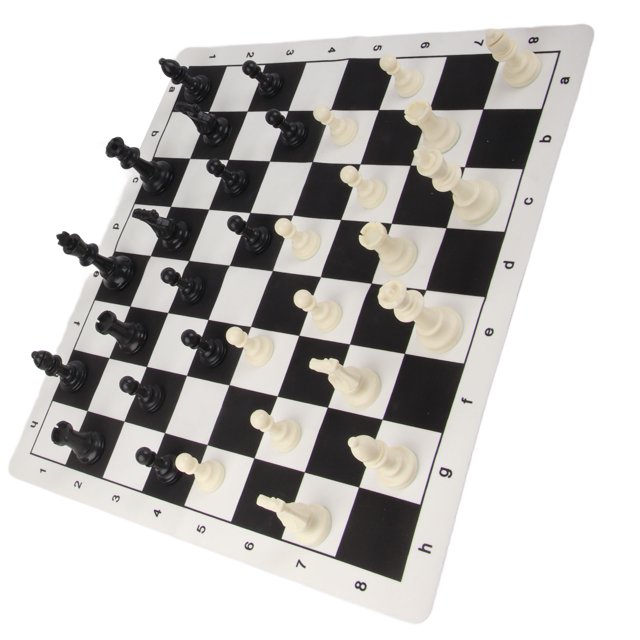 Juego de Ajedrez Y Damas ANGGREK Juego de ajedrez Y damas de plástico Juguete de Ocio Portátil