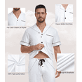 thumbnail image 3 of MAYFISH 100% Cotton Men's Sleepwear Short Sleeve Top and Long Pants Pajama Set Summer Breathable Pjs with Pockets (White,M), 3 of 7