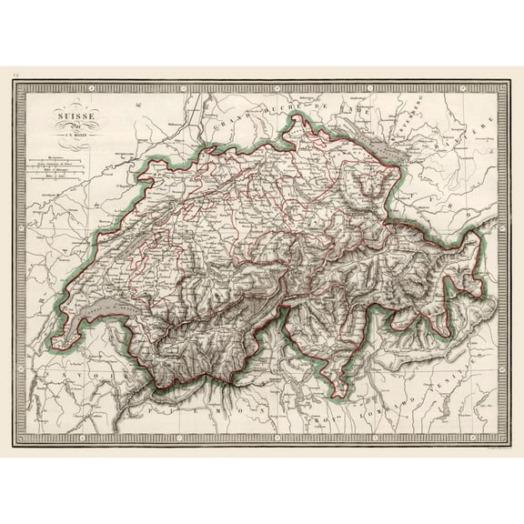 Historic Map - Switzerland - Monin 1839 - 30.76 x 23 - Vintage Wall Art