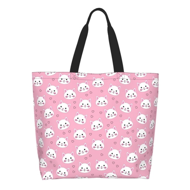 Disketp Cute Cat Bolsa Tote Estampada para Mujer, Bolso de Hombro y de Mano para Compras y Viajes