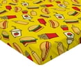 thumbnail image 2 of Ambesonne Food Fitted Sheet, Funny Cartoonish Fast Food, Twin XL Size, Yellow Multicolor, 2 of 3
