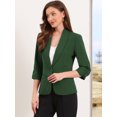 thumbnail image 4 of DARING DIVA Women's 3/4 Sleeve Shawl Lapel Work Blazer with Pockets S Dark Green, 4 of 6