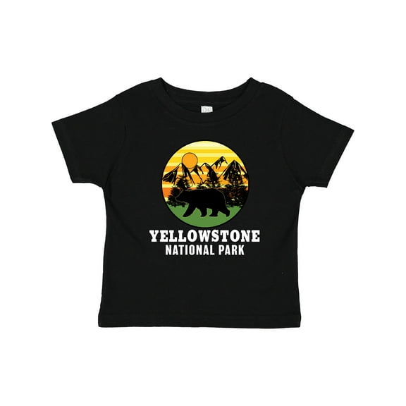 Inktastic Yellowstone National Park with Bear Mountains and Trees Cricle Boys or Girls Baby T-Shirt