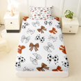 thumbnail image 4 of spefrowx Sporty Bow Print Twin Sheets for Kids, Soccer Baseball Lover Bedding, 3pcs, 1 Flat Sheet, 1 Fitted Sheet and 1 Pillowcase, 4 of 6