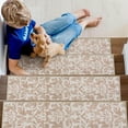 thumbnail image 4 of Beige Carpet Stair Treads Non Slip Backing 8" X 30" Stair Treads for Wooden Steps Indoor, Soft Washable Stairway Stair Runners Oriental Staircase Rugs for Kids Pets Elders, 4 of 5