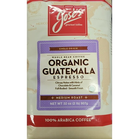 Jose's Whole Bean Coffee Organic Guatemala Espresso, Medium Roast, 100% Arabica Coffee, 2 lb (907g)