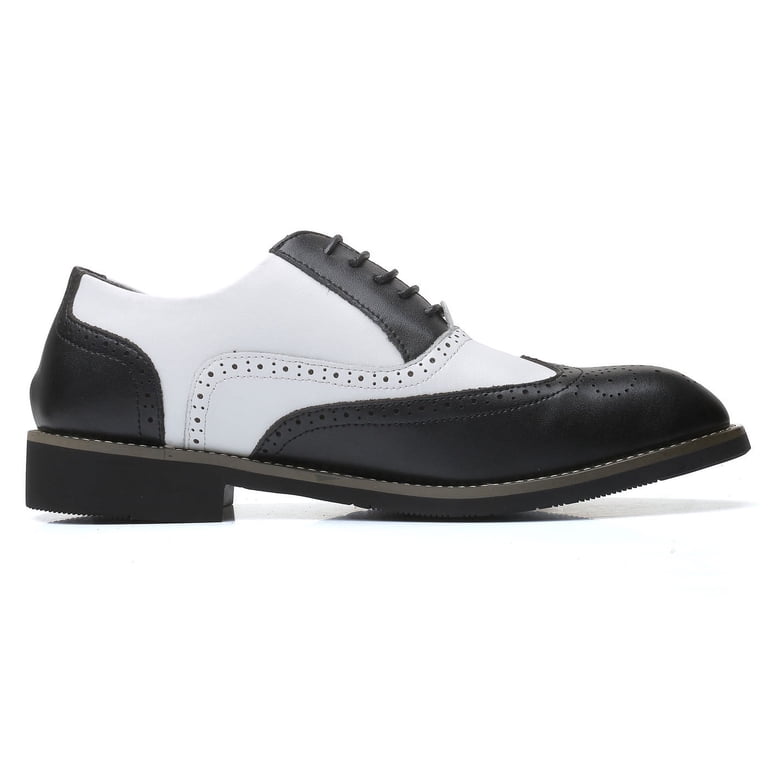 black and white dress shoes Mens Retro Fashion Black + White Leather Oxford Dress Shoes Giovanni MERRICK