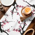 thumbnail image 2 of Pink Plum Blossom Cotton Linen Table Runner for Dining Kitchen, Farmhouse Botanical Spring Floral Wedding Outdoor Party Tablerunners Decoration, Dresser Scarf Coffee Tablecloth Runners 13x48 Inches, 2 of 9