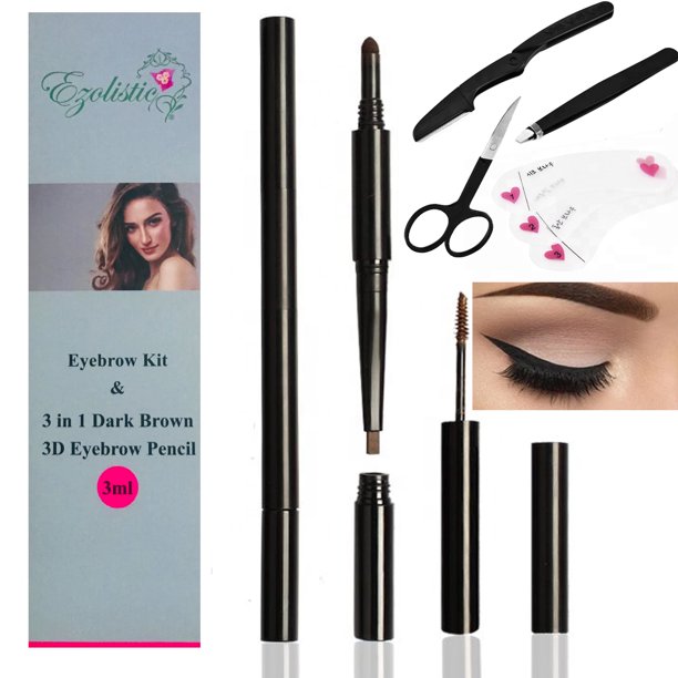 Ezolistic Eyebrow Kit 3 in 1 Eyebrow Pencil & Brush Kit, Eyebrow
