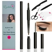 Ezolistic Eyebrow Kit 3 in 1 Eyebrow Pencil & Brush Kit, Eyebrow Stencil and Eyebrow Trimming Tools