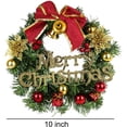 thumbnail image 2 of 10 Inch Christmas Wreath with Bow ,Bell and Decorations, Wreaths with Merry Christmas Sign for Front Door Porch Wall Window Outside Ornament, Christmas Garland for Indoor Outdoor, 2 of 7