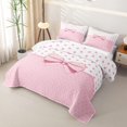 thumbnail image 3 of Erosebridal Pink Princess Bow Quilt King, Polka Dot Love Heart King Coverlet Set for Girls Teens, 3pcs, 3 of 7