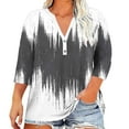 thumbnail image 2 of Xuyuer Women's Casual Plus Size Printed 3/4 Sleeve V-Neck Blouse Fashionable And Comfortable Top, 2 of 5
