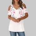 thumbnail image 1 of Soki Women's Off Shoulder Tee Clearance Blouses Short Sleeved V-Neck Fashionable Tops, 1 of 6