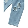 thumbnail image 6 of Franhais 2 Pcs Toddler Casual Outfits, Girls Short Letter Print Halter Tank Tops + Ripped Jeans with Pockets, 6 of 6
