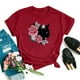 thumbnail image 2 of Blusa informal con estampado de manga corta y cuello redondo para mujer Pompotops hfajkhk126103, 2 of 3