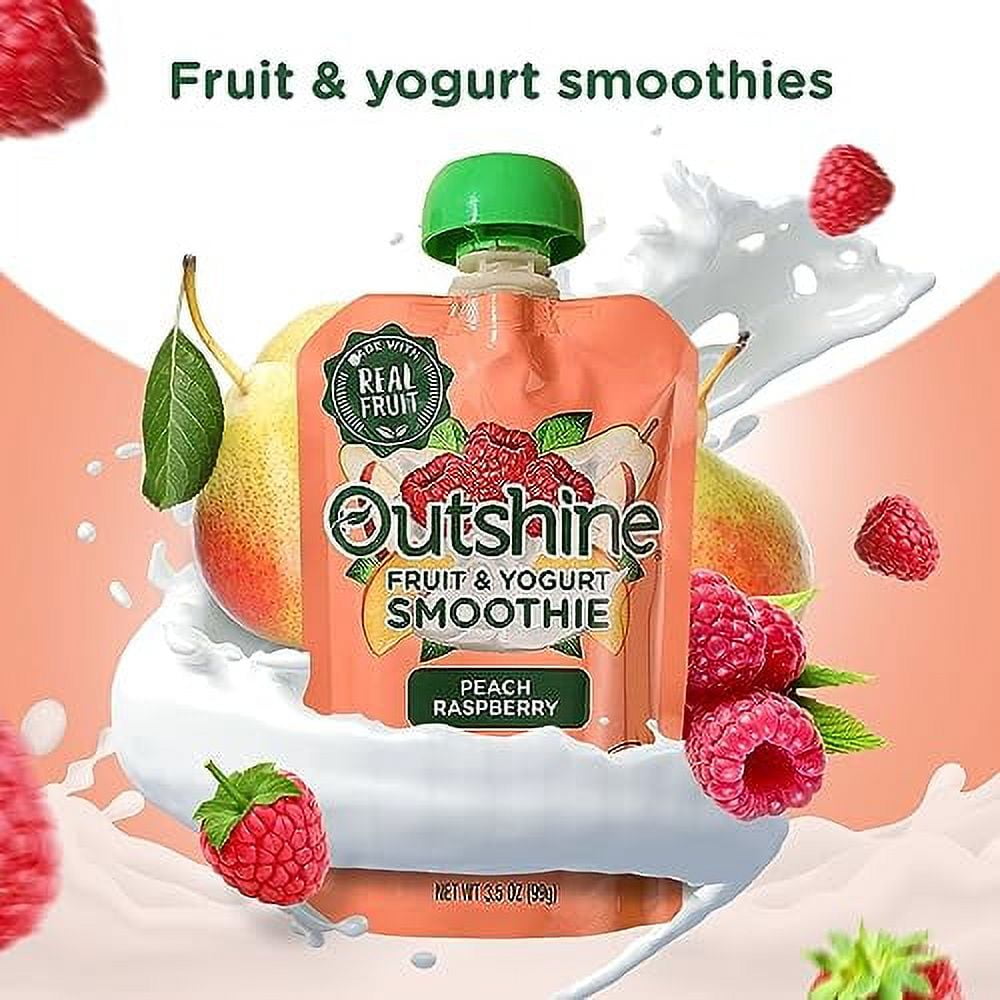 Outshine Fruit & Yogurt Smoothie Peach Raspberry, 24-Pack of 3.5oz Fruit & Yogurt Pouches