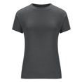 thumbnail image 5 of MORESEC Women Slim Fit T-Shirts Short Sleeve Basic Tees Round Neck Casual Tops Solid Color Summer Everyday Shirts Fashion Apparel, Dark Gray M, 5 of 7