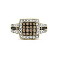 thumbnail image 2 of FB Jewels 10kt Yellow Gold Womens Round Brown Diamond Square Cluster Ring 1/2 Cttw, 2 of 4