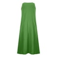 thumbnail image 5 of Horkkom Maxi Dresse for Women Plus Size Solid Color V Neck Sleeveless Linen Dress Summer Casual Loose Long Dresses with Pockets Green L, 5 of 6