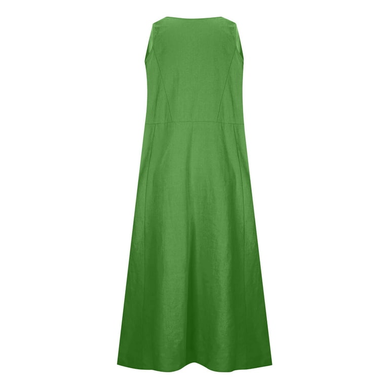 Xdegoge Sales Today Prime Linen Dress for Women Summer Casual Tank Dresses  Sleeveless Crewneck Maxi Sun Dress Flowy Vacation Beach Sundresses with  Pockets Flash - Walmart.com