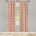 thumbnail image 2 of Ambesonne Fashion Curtains, Squares with Lines Plaid, Pair of 28"x84", Burnt Orange and Yellow, 2 of 4