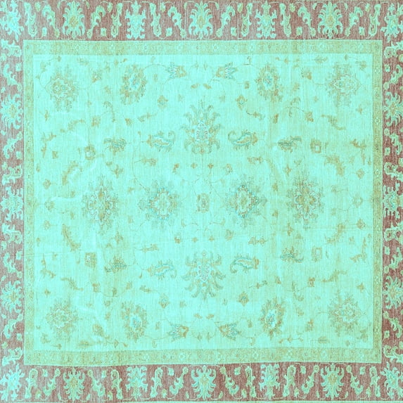 Ahgly Company Indoor Square Abstract Light Blue Modern Area Rugs, 7' Square