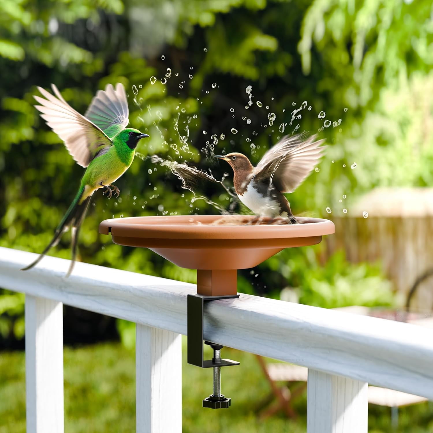 1 Piece 12 Inch Adjustable Bird Bath Bowl Balcony Deck Mounted Feeder Tool Free Setup