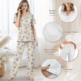 thumbnail image 4 of TSOVTHRID Blue Dandelion Lavender Print Pajama Set for Women Notch Collar Sleepwear with Long Pants Soft Lounge Set, L, 4 of 7