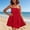 c001Red, variant on Women's Sundress Flowy Cami Mini Dress Solid Color Sleeveless Ruffle Swing Shirred Casual Vacation Cute Summer Dress Red XXL