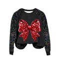 thumbnail image 1 of Pisexur Sweatshirts de Noël pour Femmes Mode Vacances Nœud Rouge Graphique Pull Xmas Tops Décontracté Manches Longues Col Rond Chandails en Molleton Amples Confortables Automne Chandails en Molleton pour Femmes, 1 of 3
