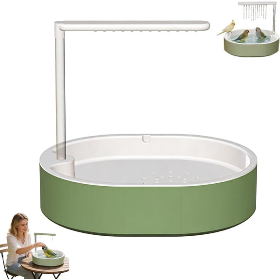 Bird Shower Bath for Cage Indoor, Automatic Parrot Shower Bathtub with Pump for Pet Birds, Large Bird Bath for Conure, Cockatoo, Budgie, Lovebird and Finches (White)