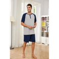 thumbnail image 2 of Vulcanodon Mens Pajama Set, Bamboo Lightweight Short Sleepwear for Men(Light Grey+Navy,Medium), 2 of 6