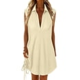 thumbnail image 2 of Guieoi Summer Dresses for Women Plus Size for Beach Vacation Sleeveless V-Neck Midi Dress Yellow XL, 2 of 8