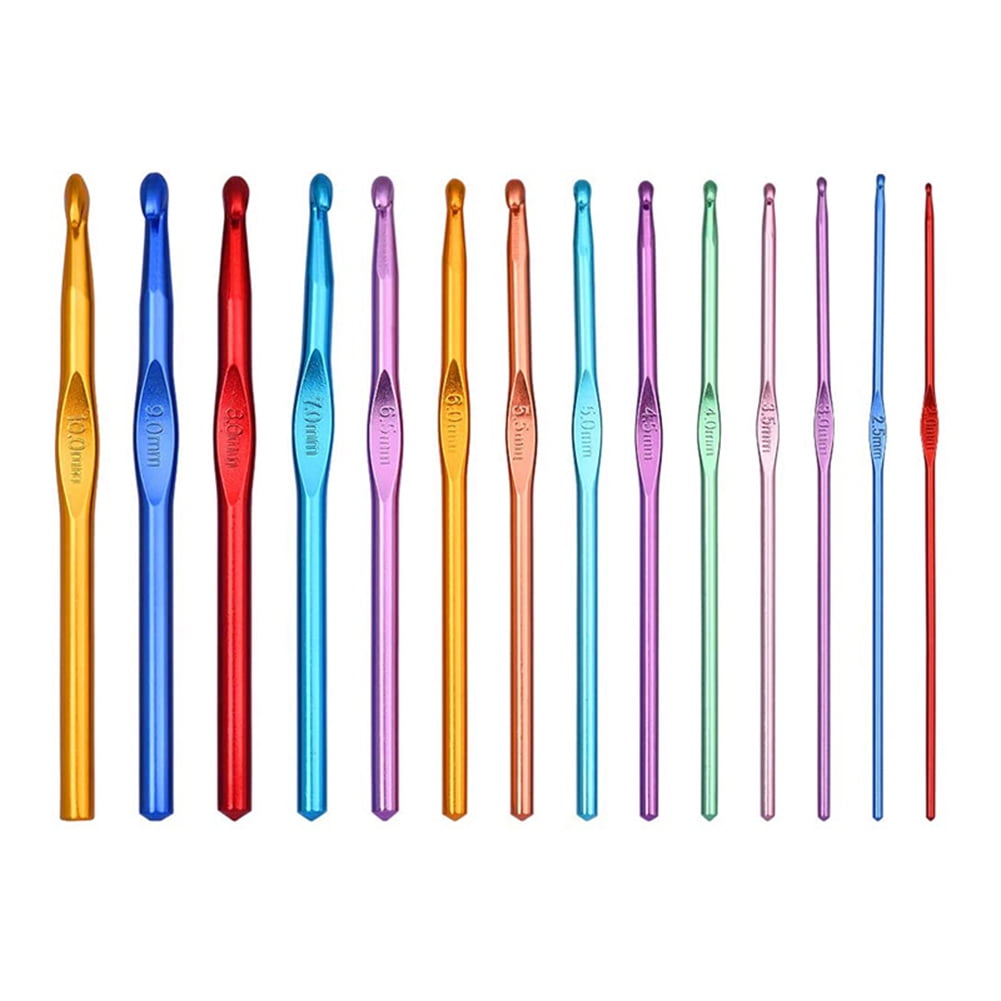 Crochet Hooks Set 14 Sizes Multicolor Aluminum Handle Crochet Hooks for Crocheting Knitting Needles for Yarns Craft New Handicraft Sewing Supplies