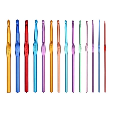Crochet Hooks Set 14 Sizes Multicolor Aluminum Handle Crochet Hooks